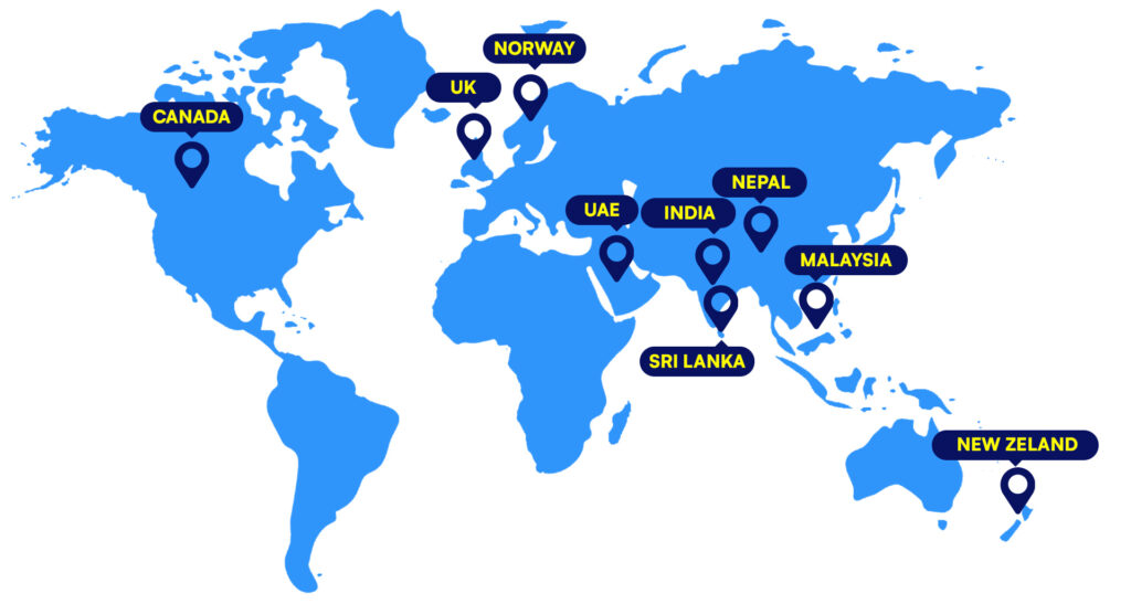 Map of Parallax Technologies' global client presence